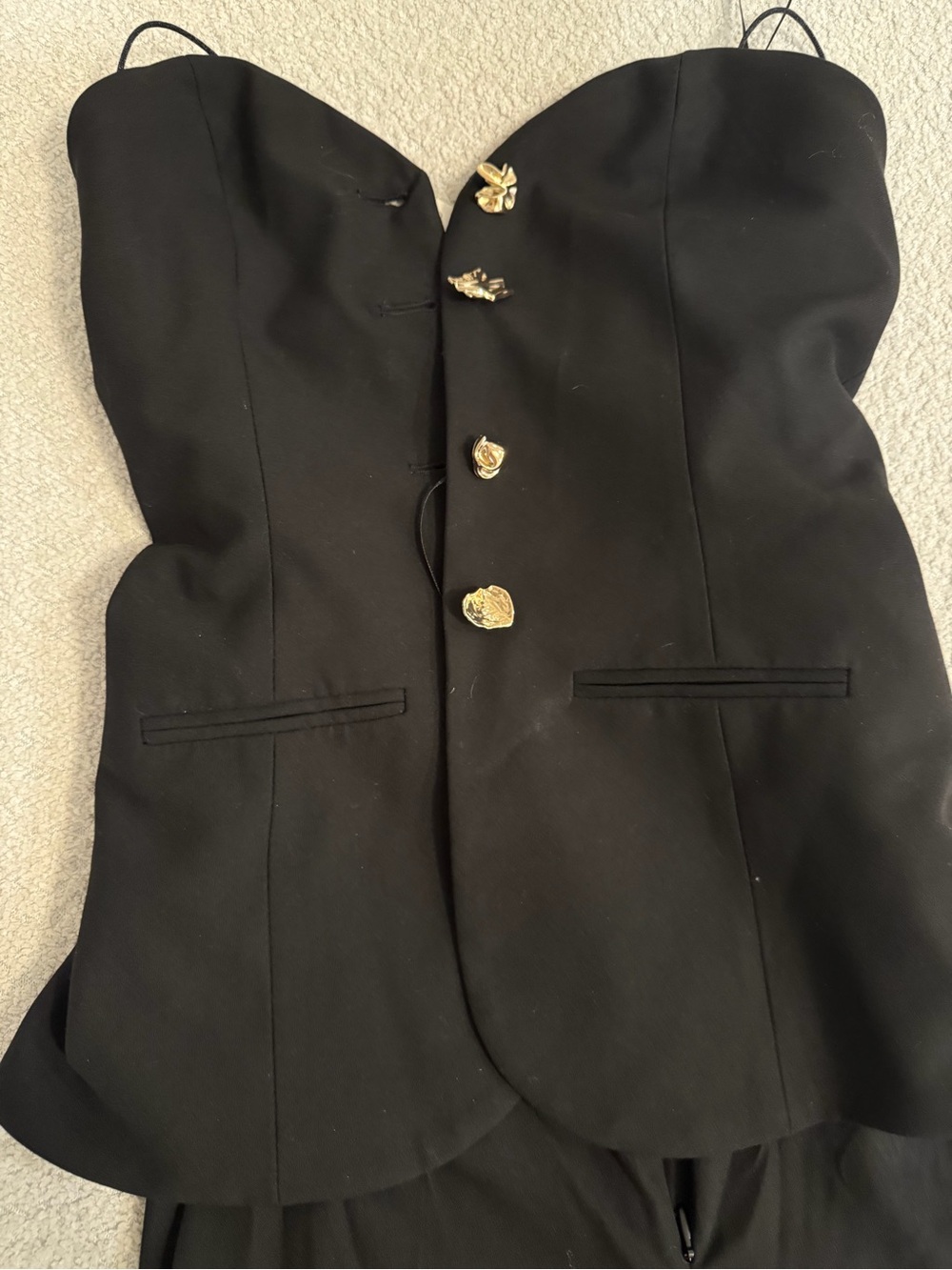 Zara Black Strapless Tailored Jumpsuit with Button Detail - Picture 4 of 5